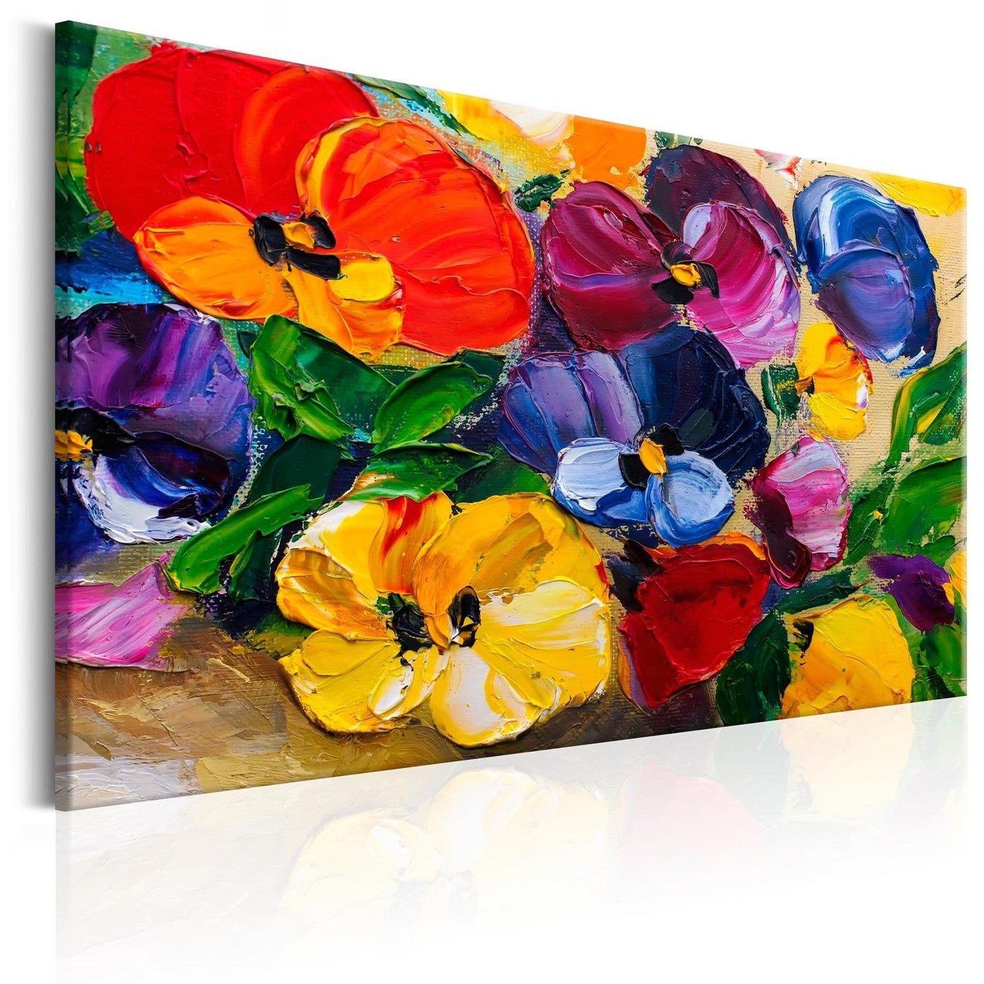Stretched Canvas Floral Art - Spring Pansies-Tiptophomedecor