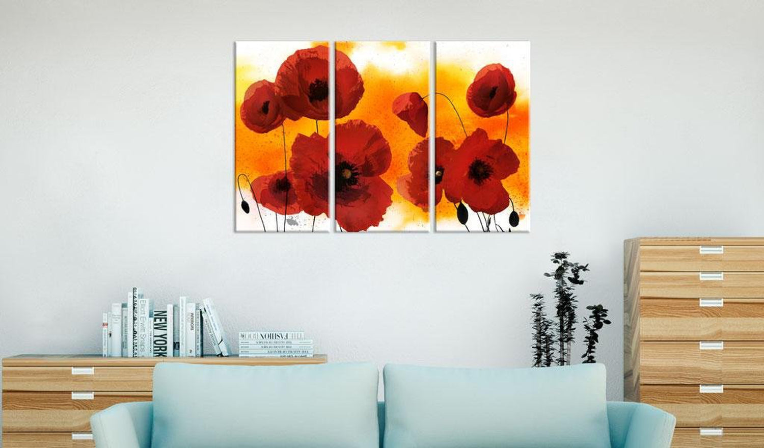 Stretched Canvas Floral Art - Sunny Afternoon And Poppies-Tiptophomedecor