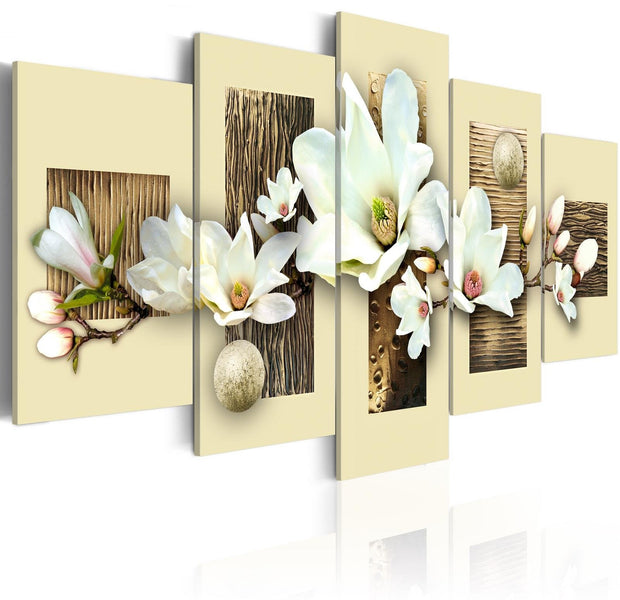 Stretched Canvas Floral Art - Texture And Magnolia-Tiptophomedecor