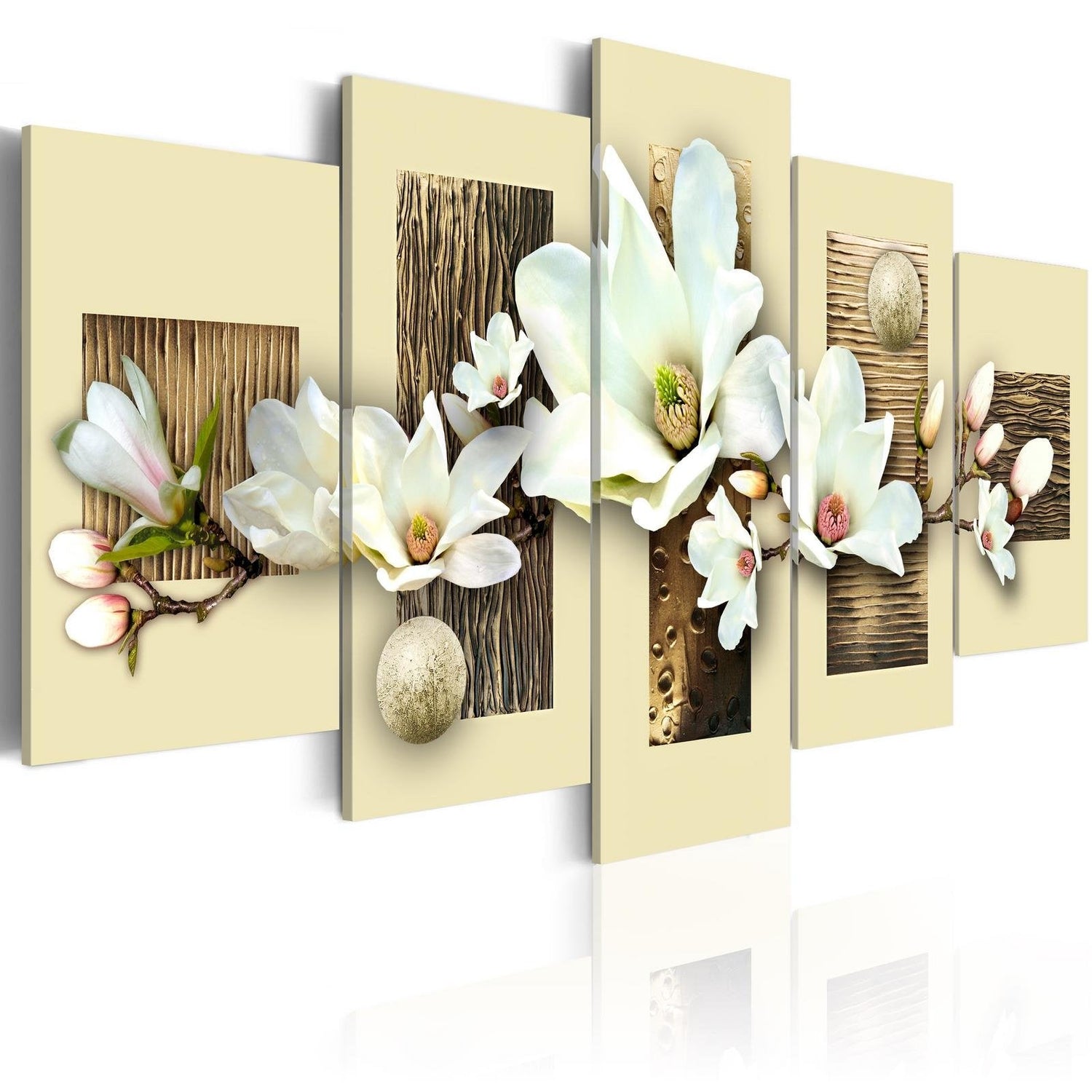 Stretched Canvas Floral Art - Texture And Magnolia-Tiptophomedecor