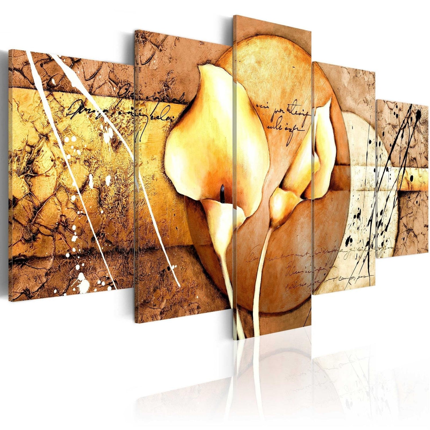 Stretched Canvas Floral Art - The Secret Of Calla Lily - Gold-Tiptophomedecor
