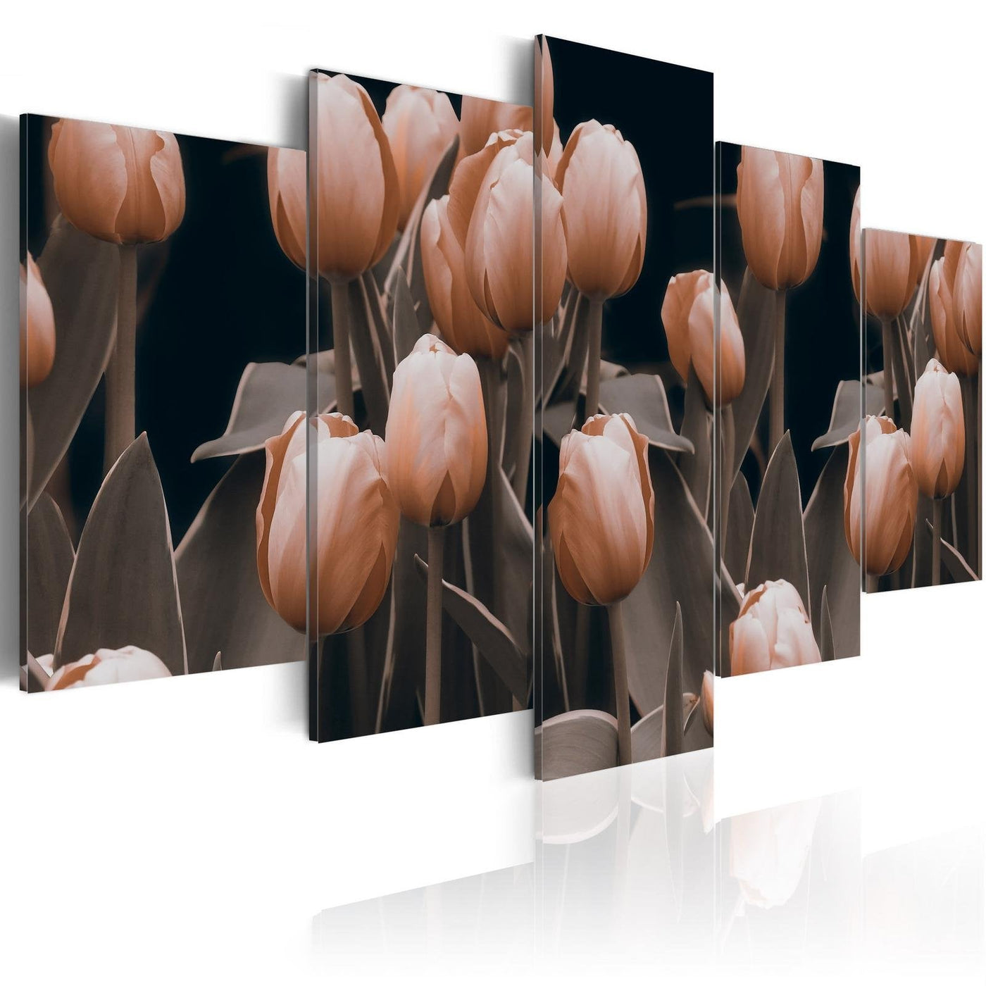 Stretched Canvas Floral Art - Tulips In Sepia-Tiptophomedecor
