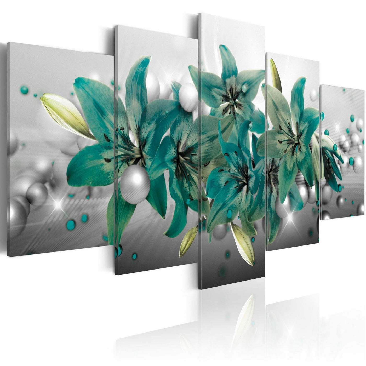 Stretched Canvas Floral Art - Turquoise Bouquet-Tiptophomedecor