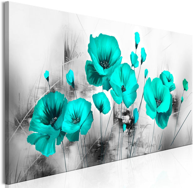Stretched Canvas Floral Art - Turquoise Meadow Narrow-Tiptophomedecor