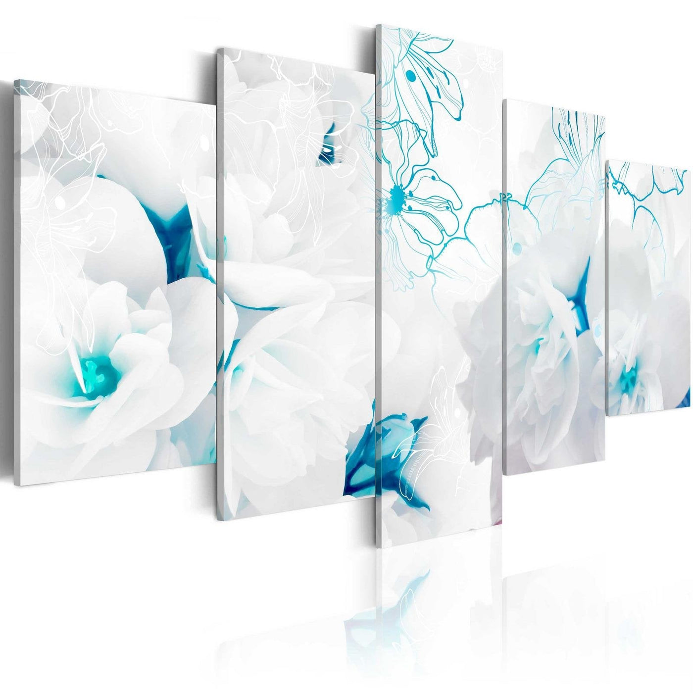 Stretched Canvas Floral Art - Turquoise Threads-Tiptophomedecor
