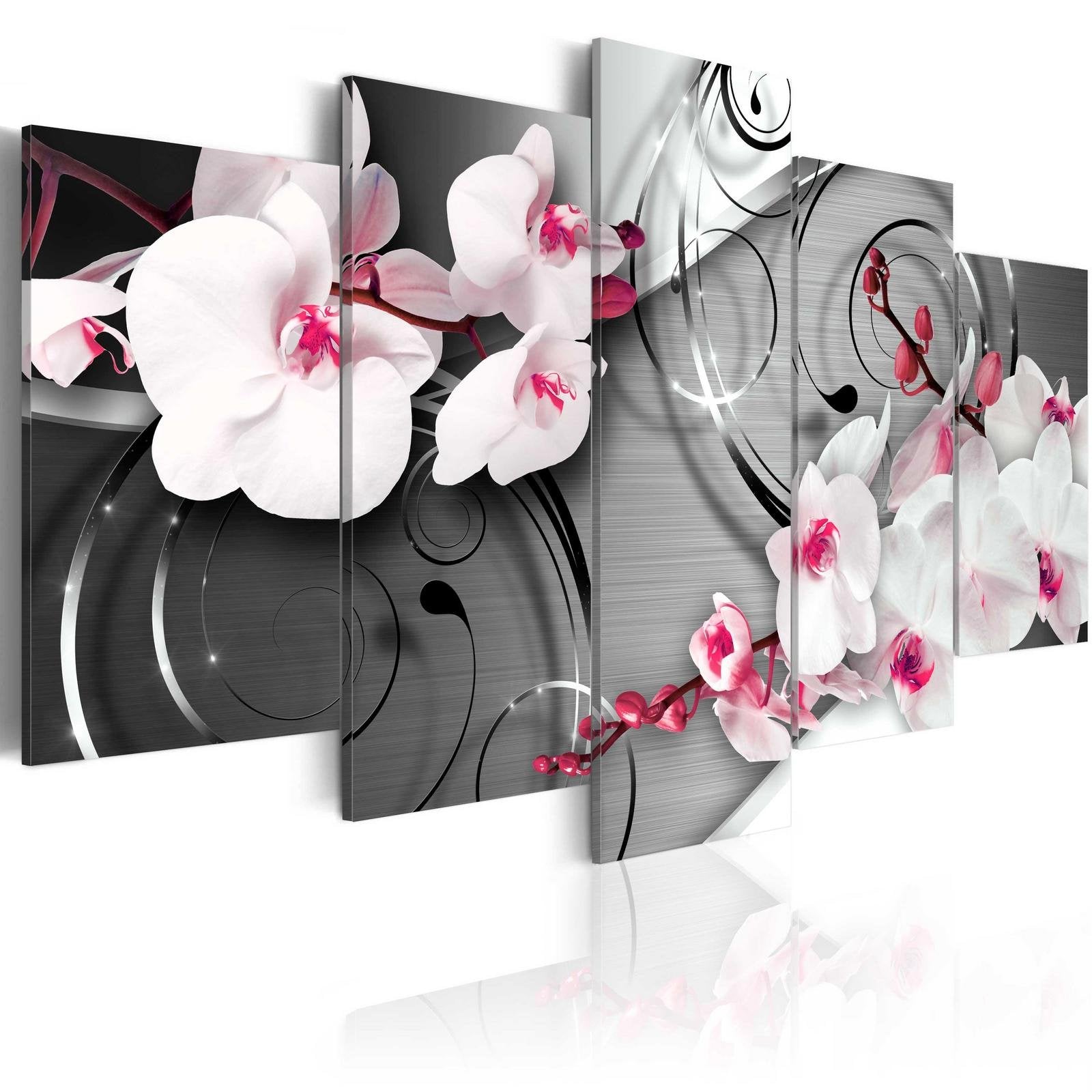 Stretched Canvas Floral Art - With Raspberry Accent-Tiptophomedecor