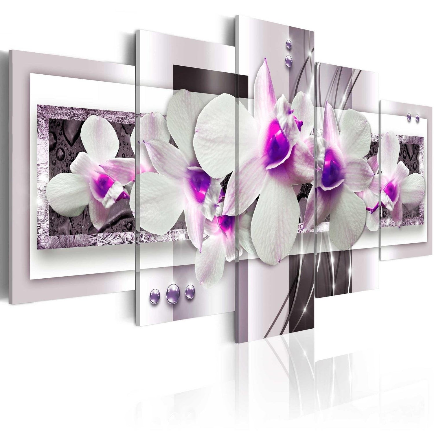 Stretched Canvas Floral Art - With Violet Accent-Tiptophomedecor