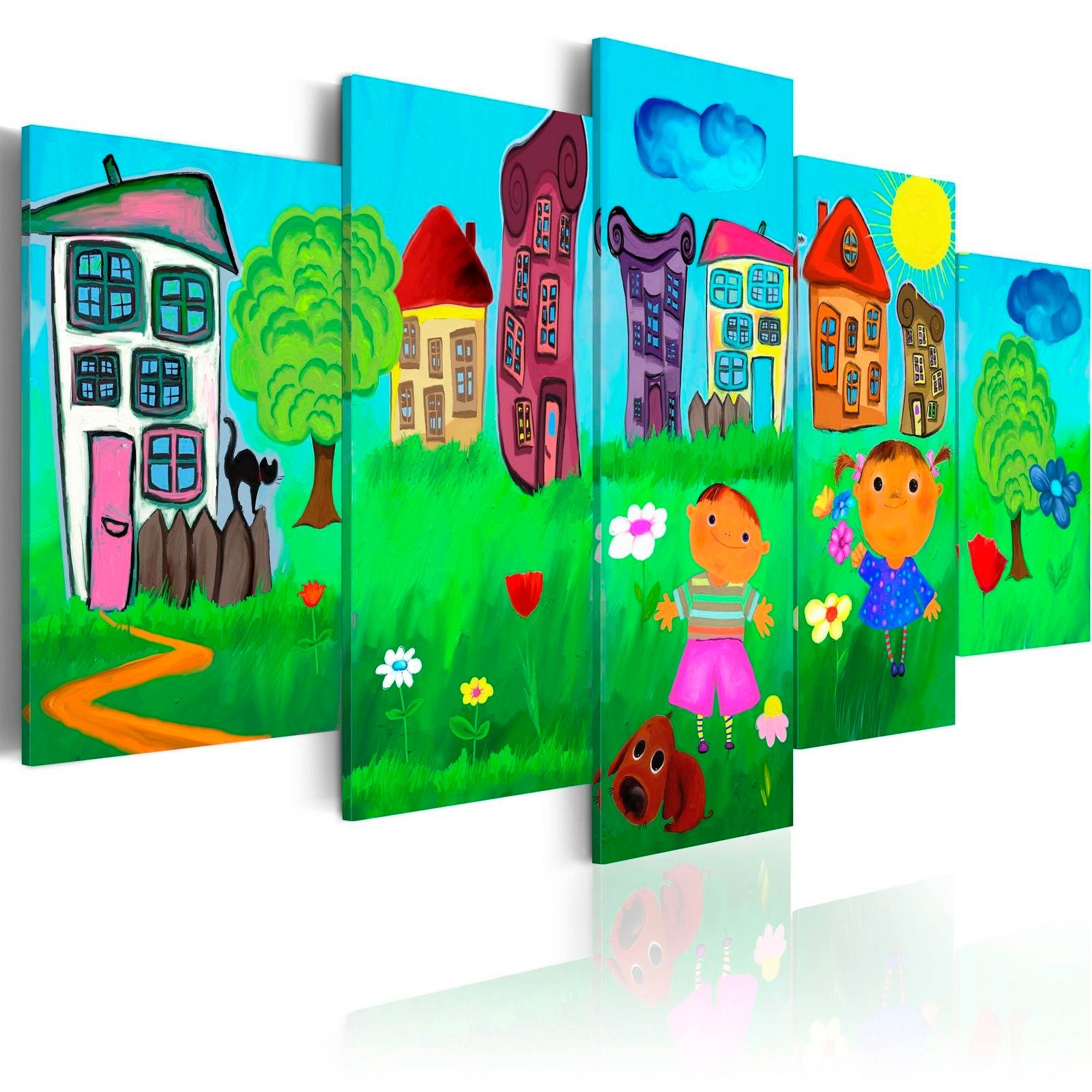 Stretched Canvas Kids Art - Carefree Childhood-Tiptophomedecor