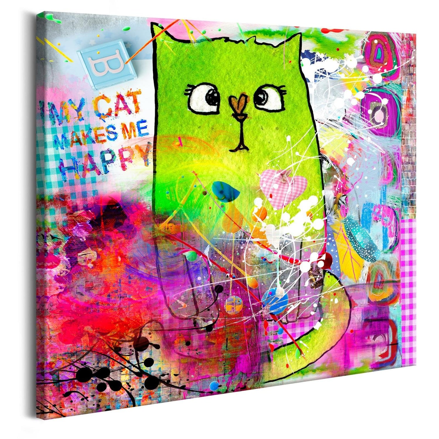 Stretched Canvas Kids Art - Crazy Cat-Tiptophomedecor