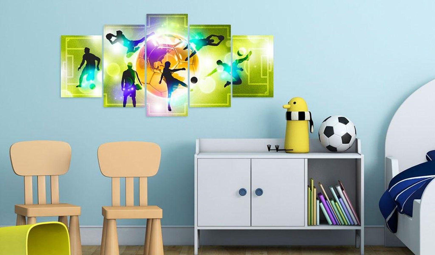 Stretched Canvas Kids Art - Energy Of The Game-Tiptophomedecor