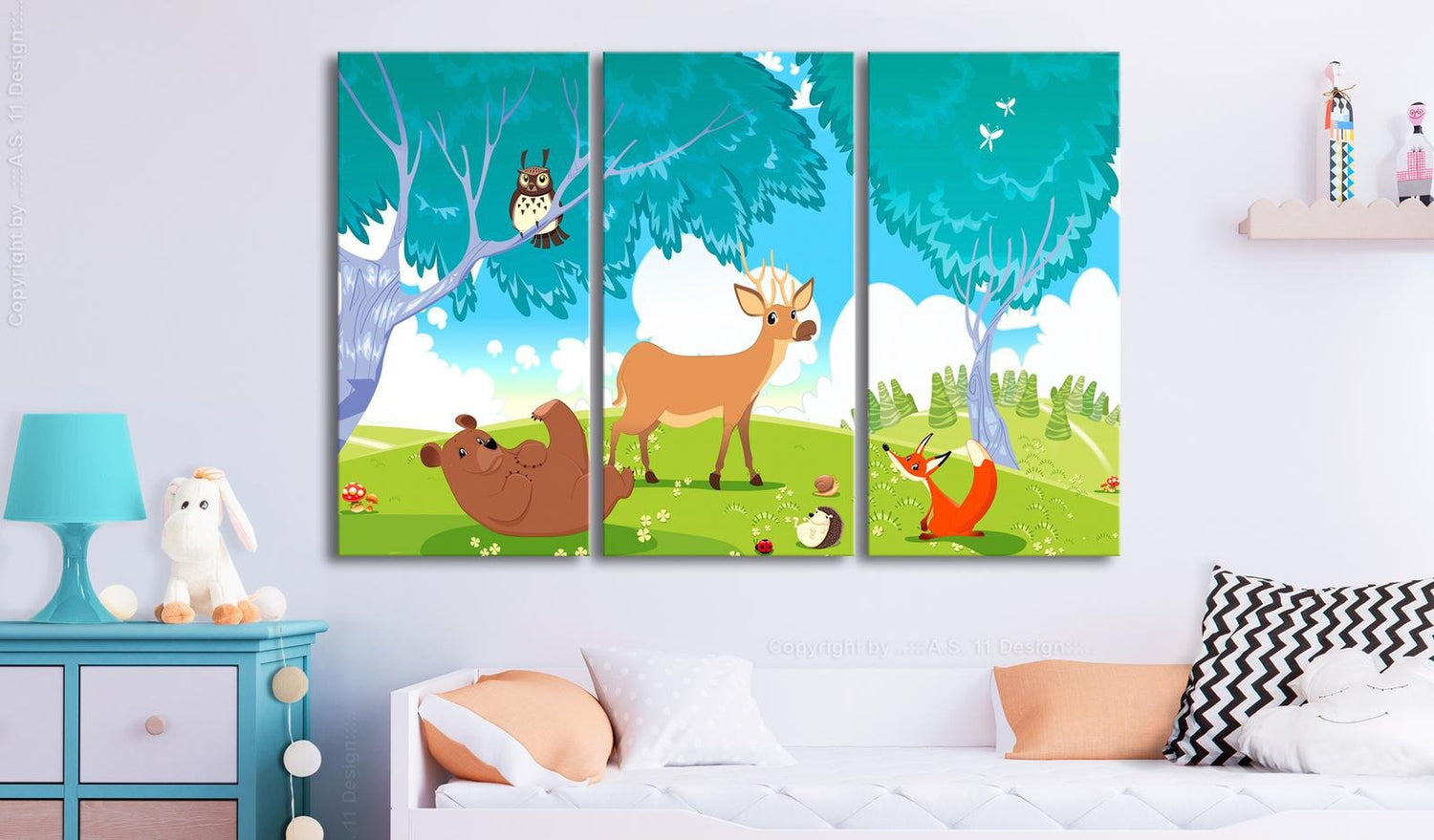 Stretched Canvas Kids Art - Friendly Animals-Tiptophomedecor