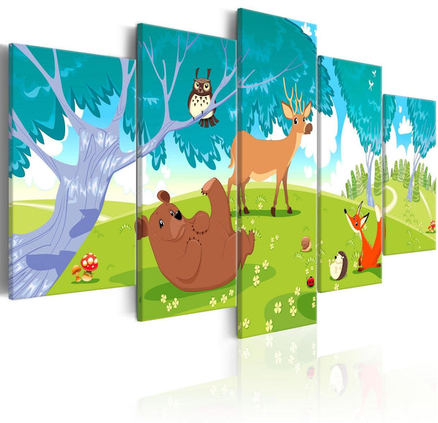 Stretched Canvas Kids Art - Friendly Animals-Tiptophomedecor