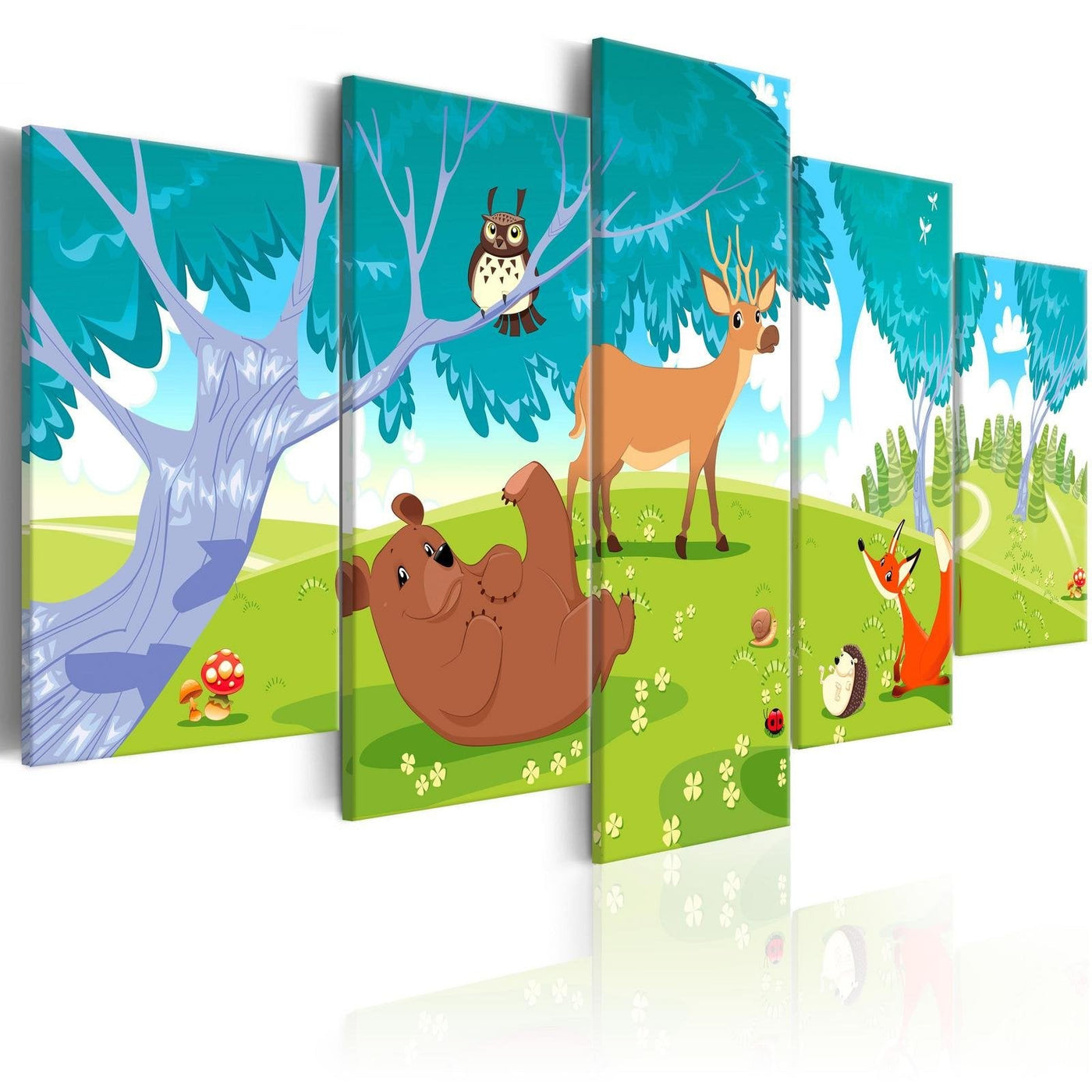 Stretched Canvas Kids Art - Friendly Animals-Tiptophomedecor