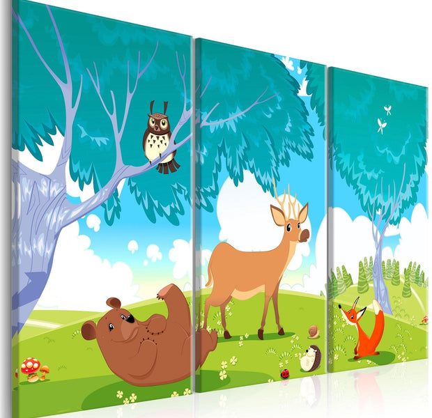 Stretched Canvas Kids Art - Friendly Animals-Tiptophomedecor