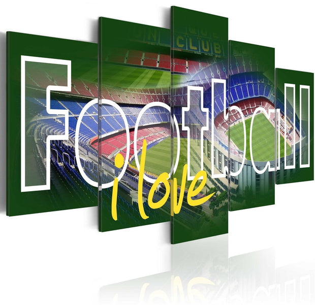 Stretched Canvas Kids Art - I Love Football-Tiptophomedecor
