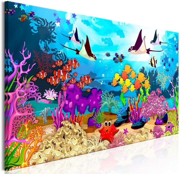 Stretched Canvas Kids Art - Underwater Fun Narrow-Tiptophomedecor