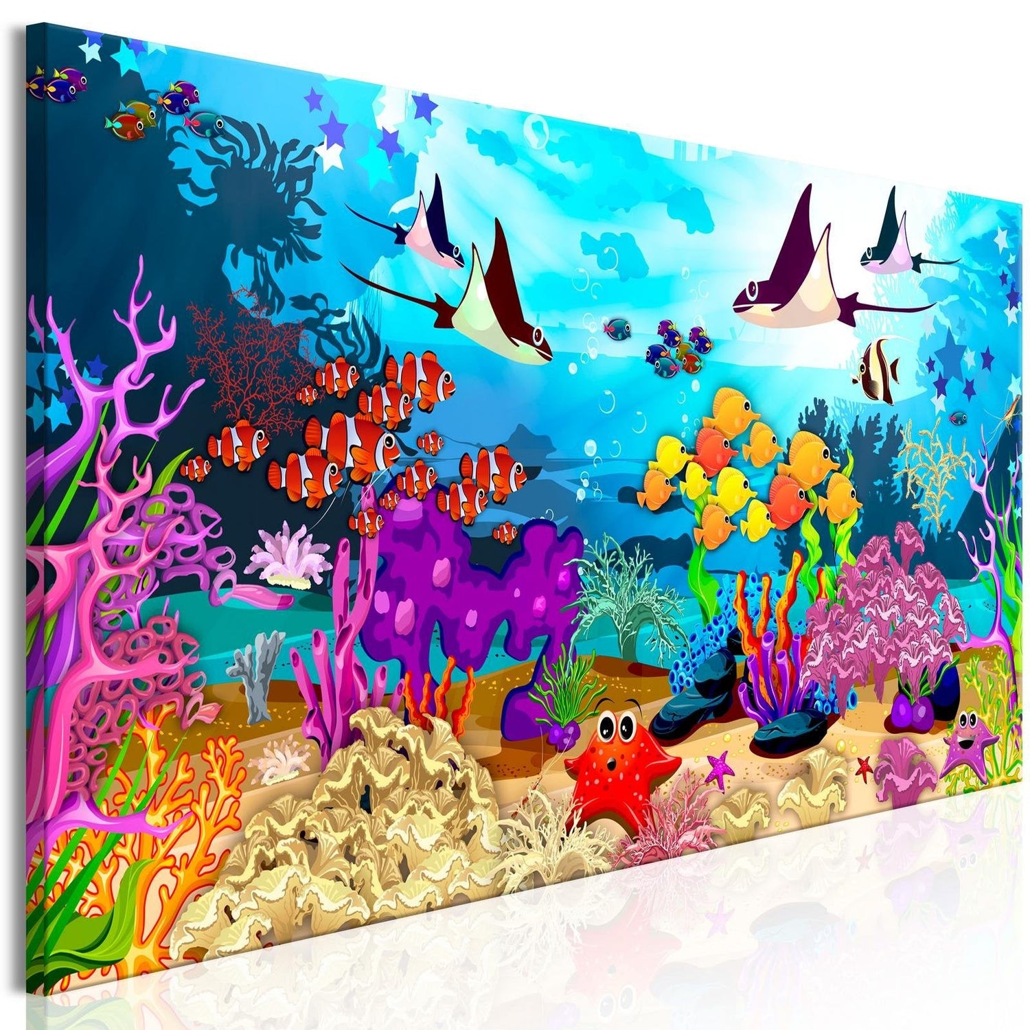 Stretched Canvas Kids Art - Underwater Fun Narrow-Tiptophomedecor