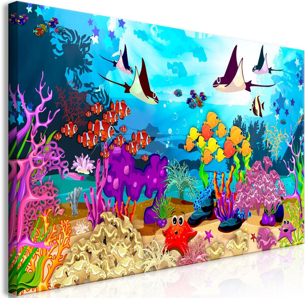 Stretched Canvas Kids Art - Underwater Fun Wide-Tiptophomedecor