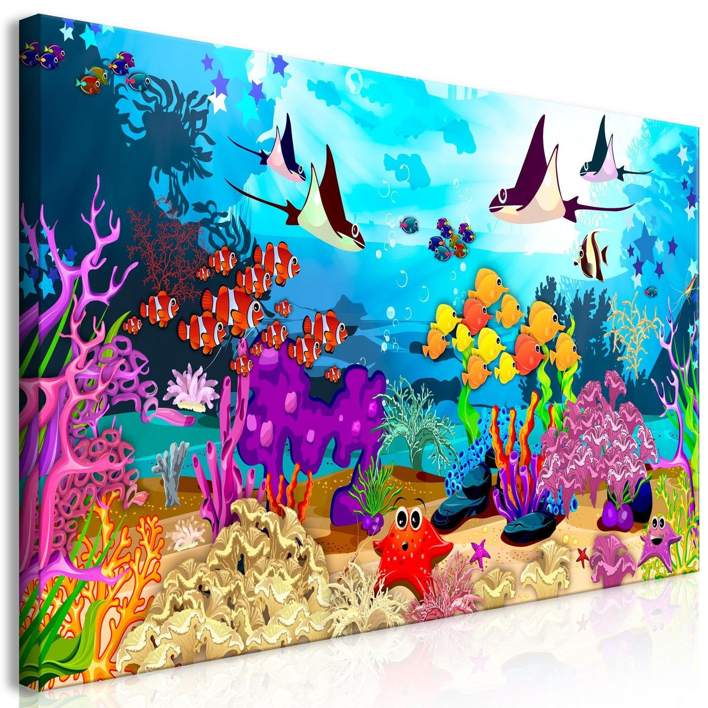 Stretched Canvas Kids Art - Underwater Fun Wide-Tiptophomedecor