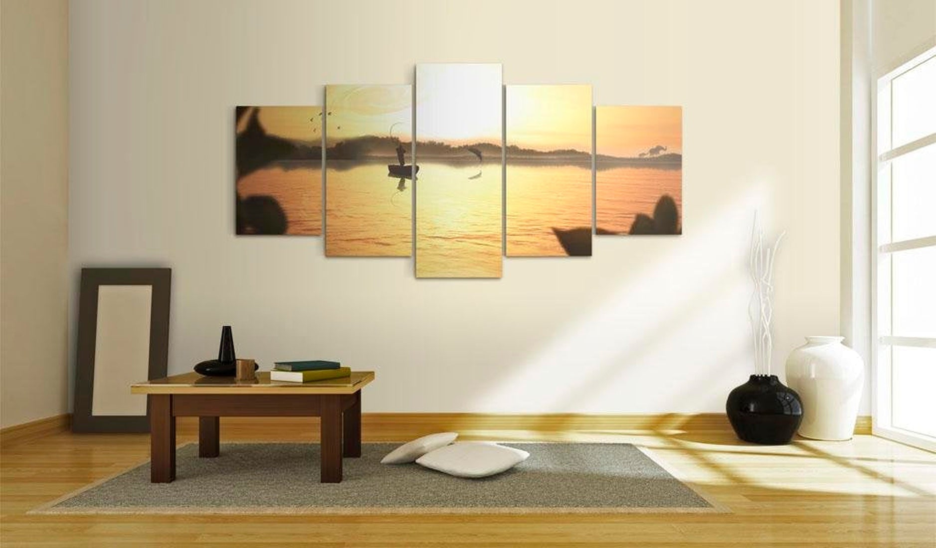 Stretched Canvas Landscape Art - A Lake At Dusk-Tiptophomedecor