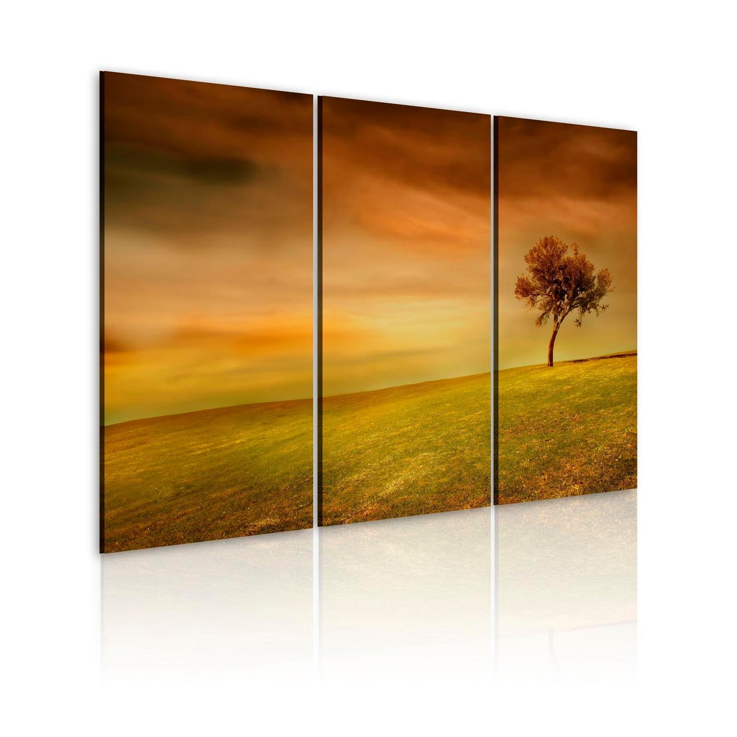 Stretched Canvas Landscape Art - A Lonely Tree On A Meadow-Tiptophomedecor