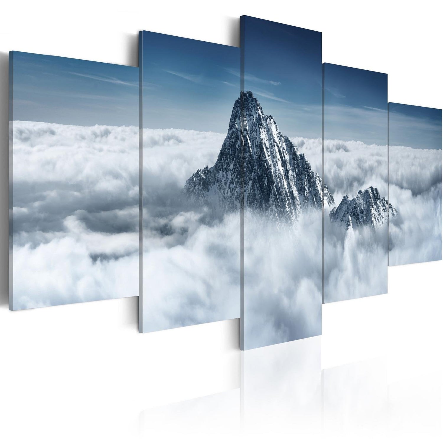 Stretched Canvas Landscape Art - A Peak Rising Above The Clouds-Tiptophomedecor