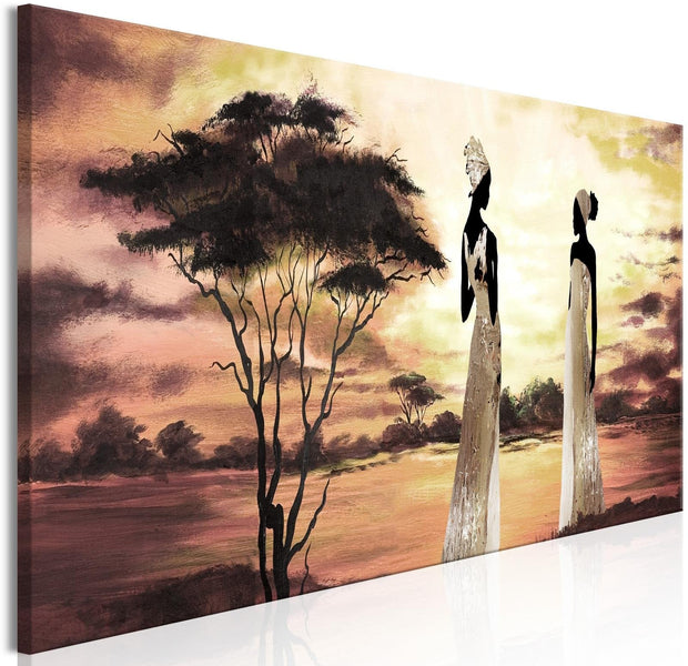 Stretched Canvas Landscape Art - African Goddesses Narrow-Tiptophomedecor