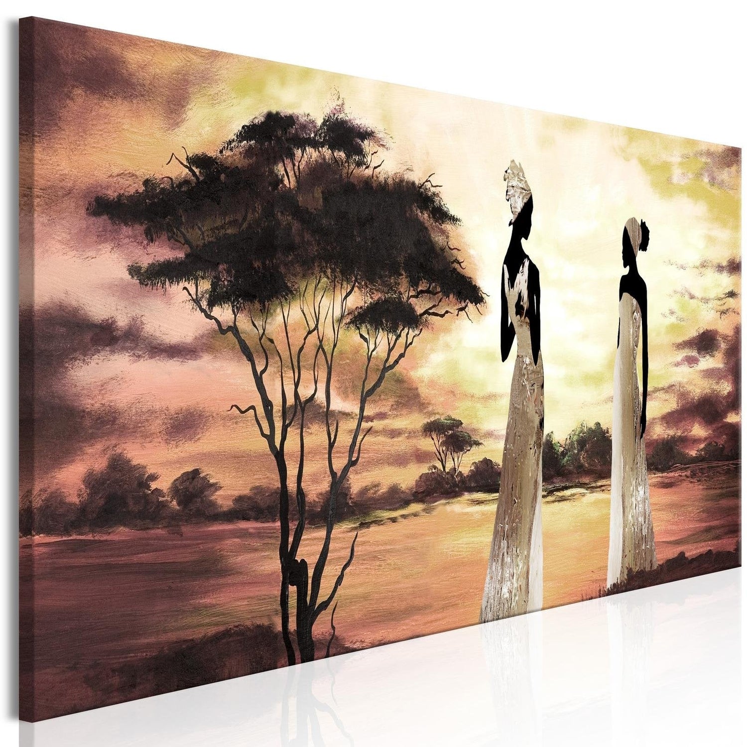 Stretched Canvas Landscape Art - African Goddesses Narrow-Tiptophomedecor