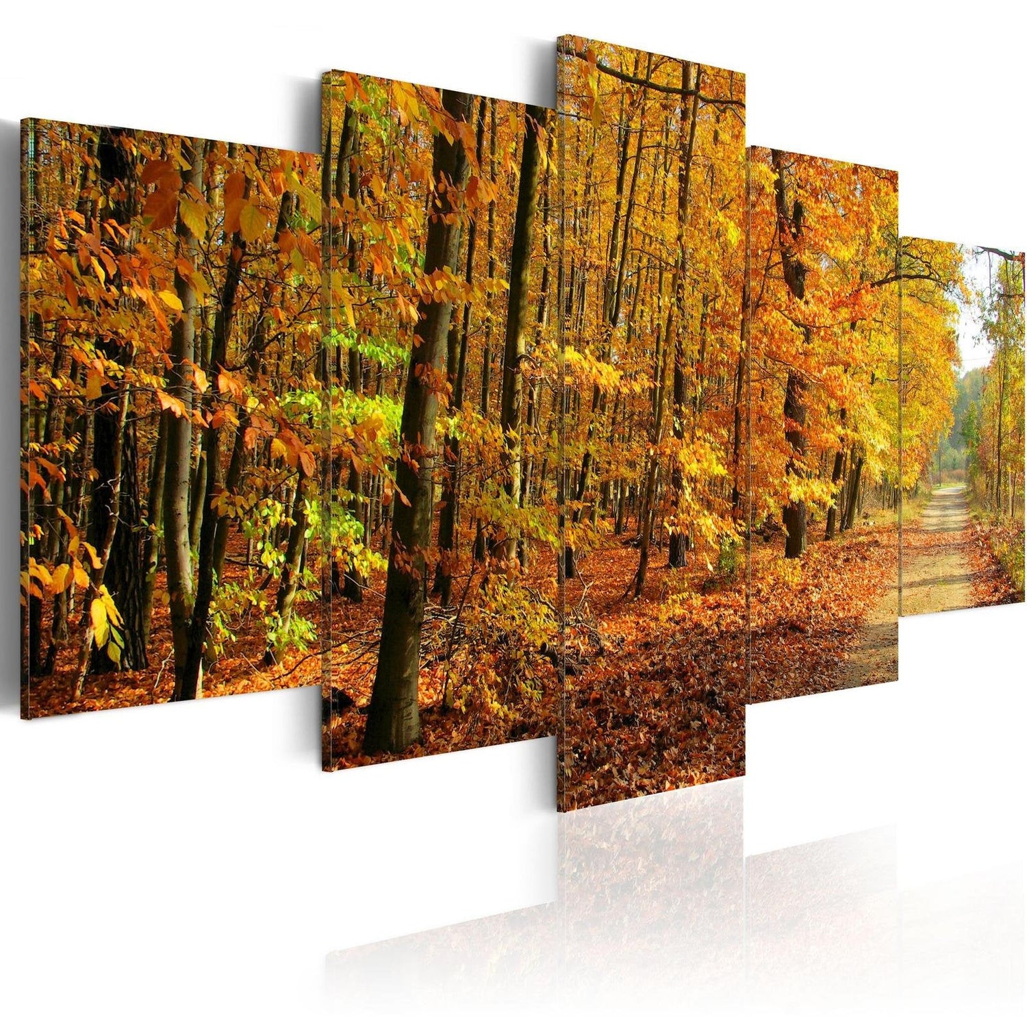 Stretched Canvas Landscape Art - An Alley Among Colorful Leaves-Tiptophomedecor