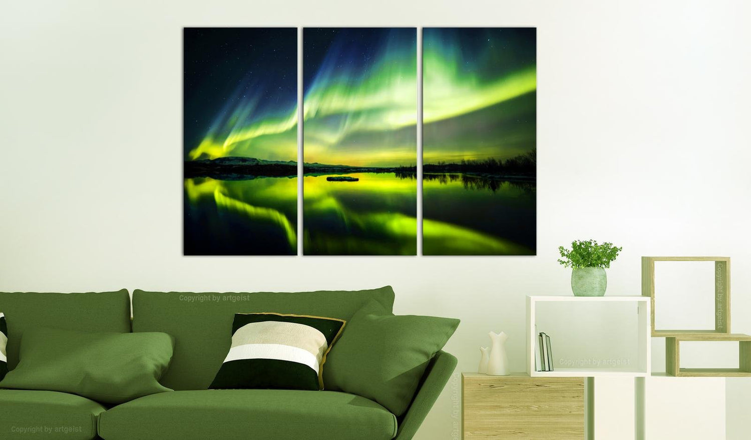 Stretched Canvas Landscape Art - Aurora Borealis 3 Piece-Tiptophomedecor
