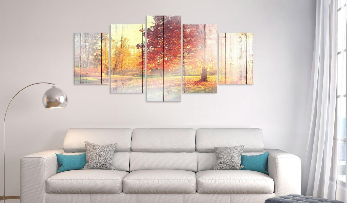 Stretched Canvas Landscape Art - Autumn Sun 5 Piece-Tiptophomedecor