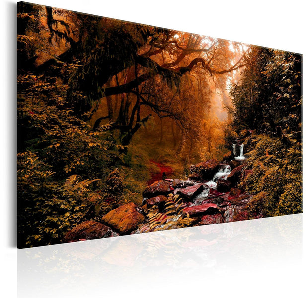 Stretched Canvas Landscape Art - Autumn Waterfall-Tiptophomedecor