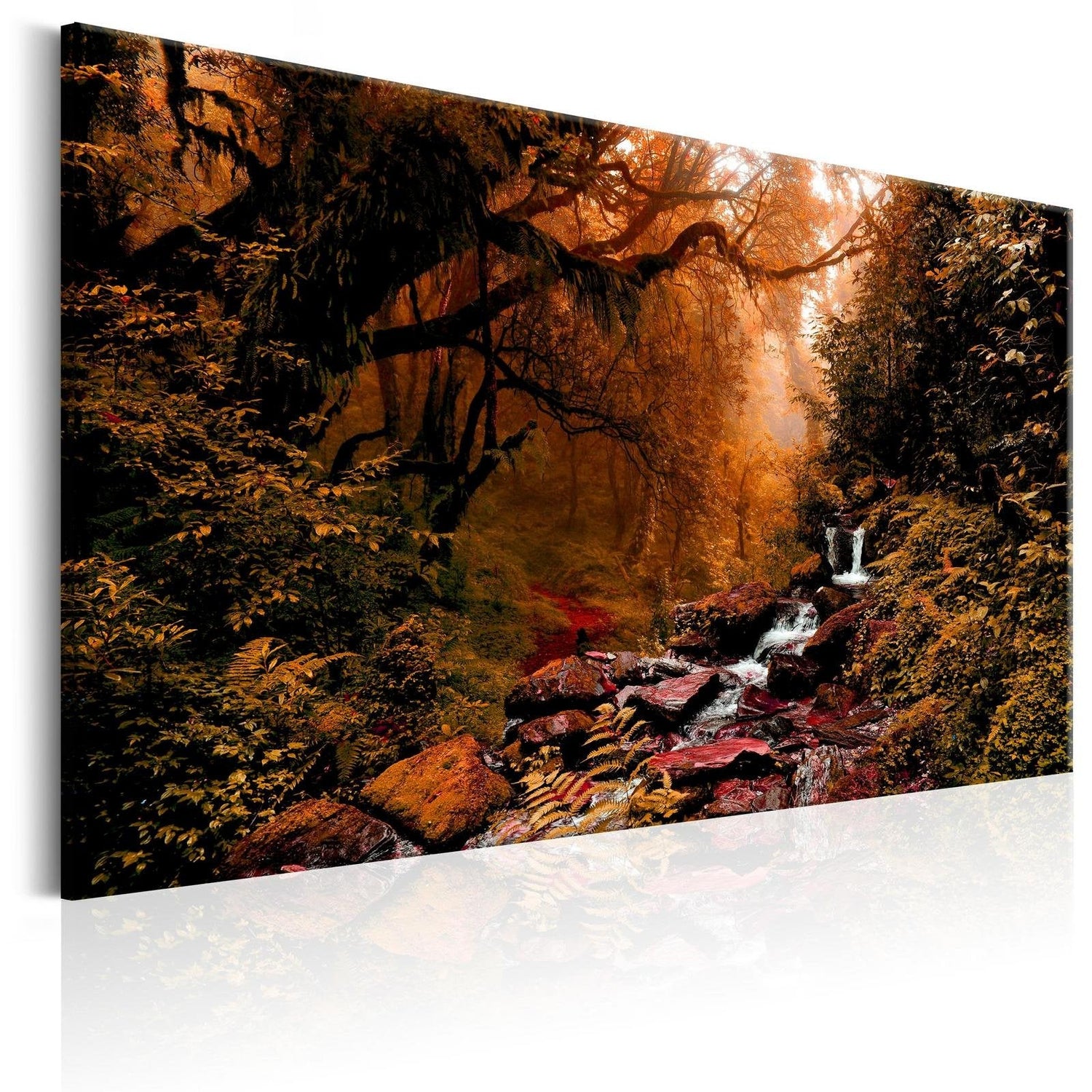 Stretched Canvas Landscape Art - Autumn Waterfall-Tiptophomedecor