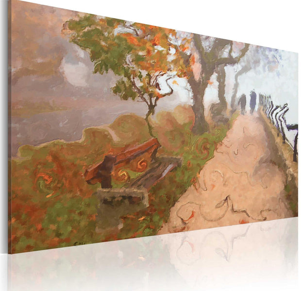 Stretched Canvas Landscape Art - Autumnal Promenade-Tiptophomedecor