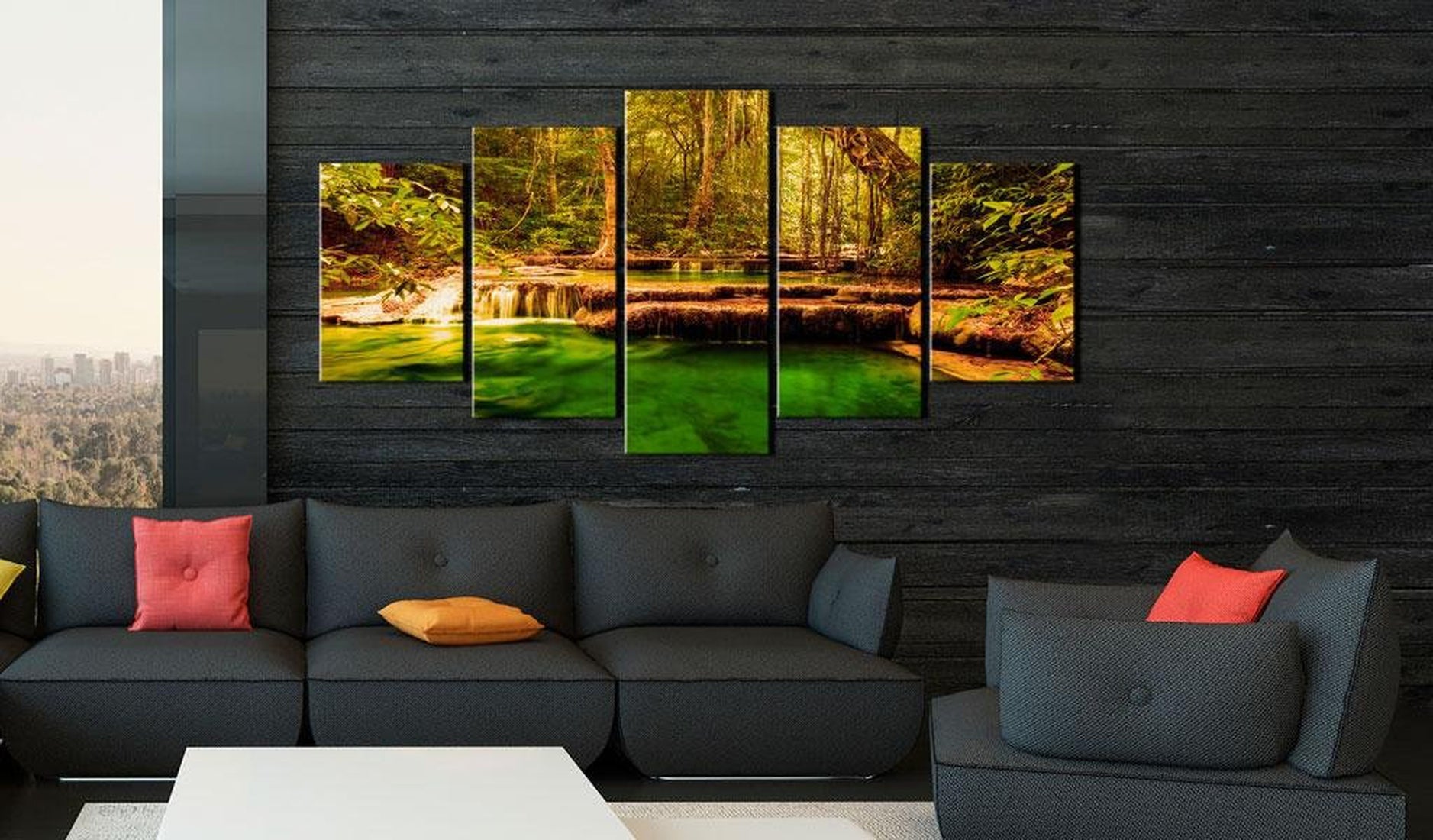 Stretched Canvas Landscape Art - Beauty Of Nature: Waterfall-Tiptophomedecor