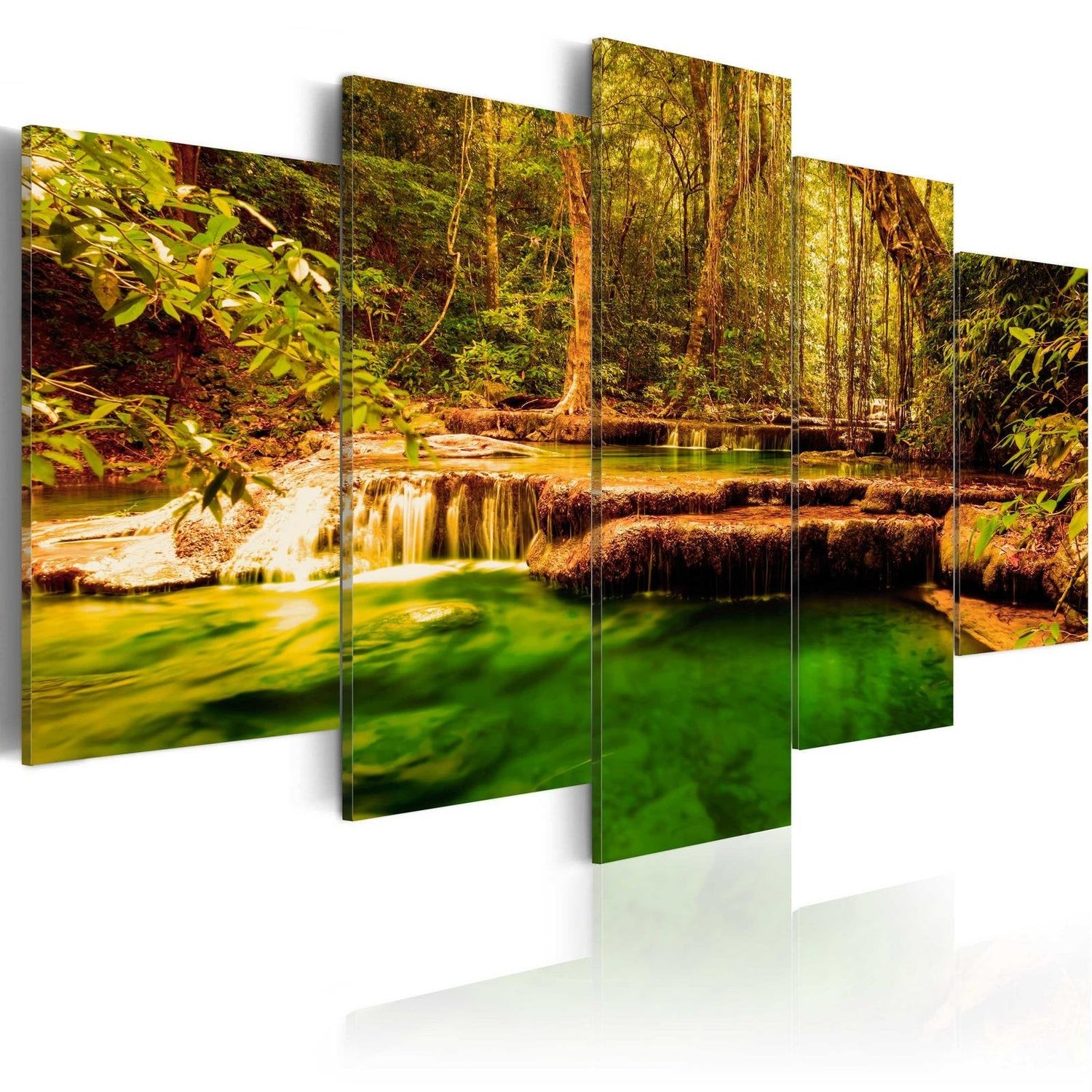 Stretched Canvas Landscape Art - Beauty Of Nature: Waterfall-Tiptophomedecor