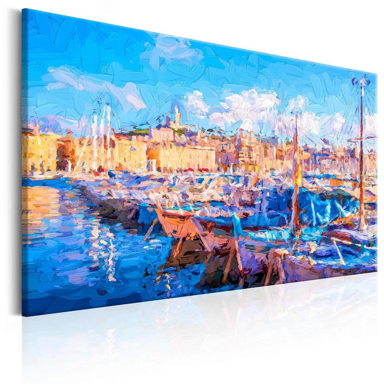 Stretched Canvas Landscape Art - Blue Port-Tiptophomedecor