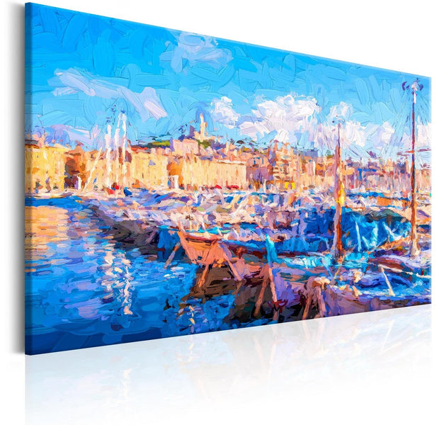 Stretched Canvas Landscape Art - Blue Port-Tiptophomedecor