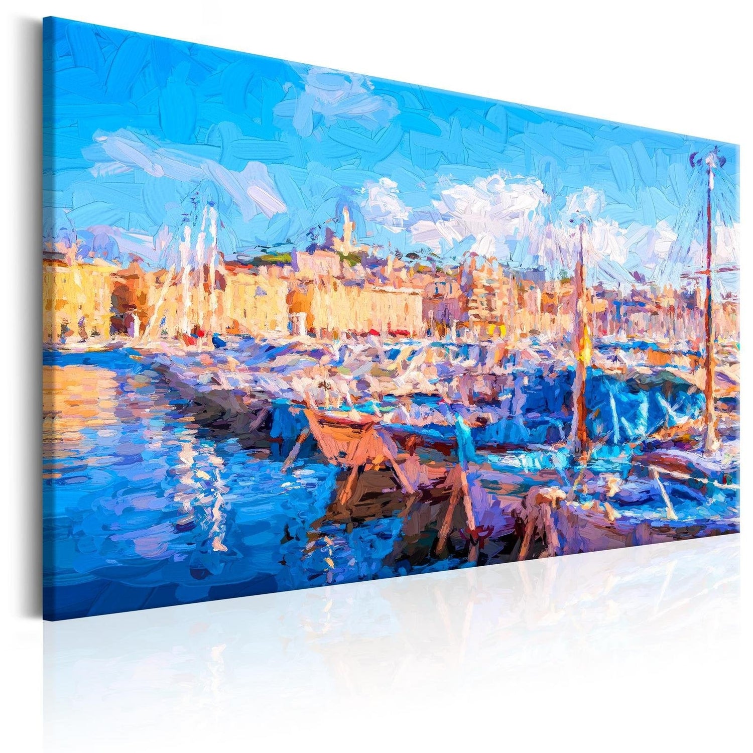 Stretched Canvas Landscape Art - Blue Port-Tiptophomedecor
