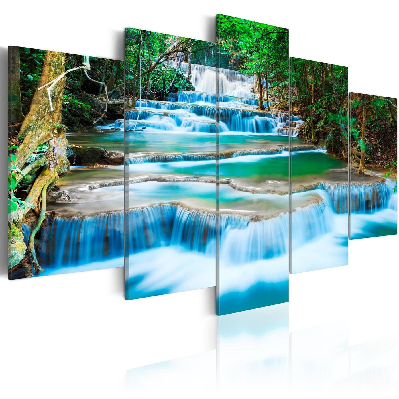 Stretched Canvas Landscape Art - Blue Waterfall In Kanchanaburi, Thailand-Tiptophomedecor