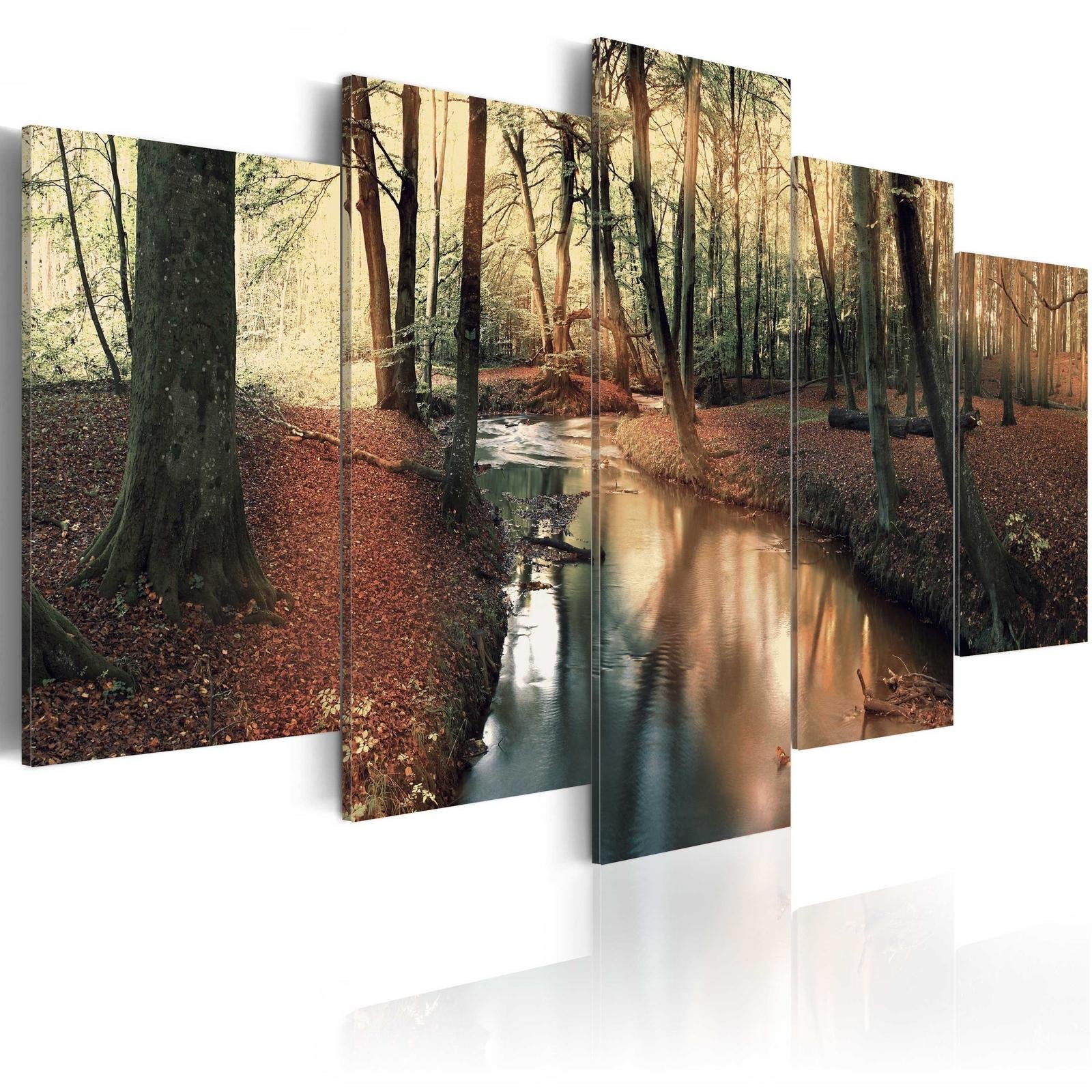 Stretched Canvas Landscape Art - Brown Autumn: Forest-Tiptophomedecor