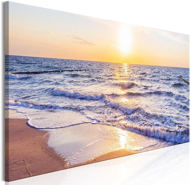 Stretched Canvas Landscape Art - Calm Waves Narrow Brown-Tiptophomedecor
