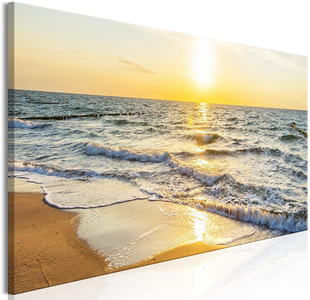 Stretched Canvas Landscape Art - Calm Waves Narrow Golden-Tiptophomedecor