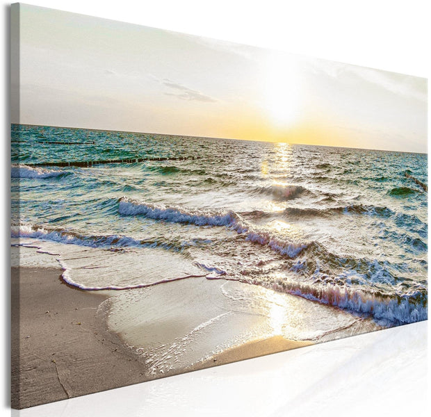 Stretched Canvas Landscape Art - Calm Waves Narrow Grey-Tiptophomedecor