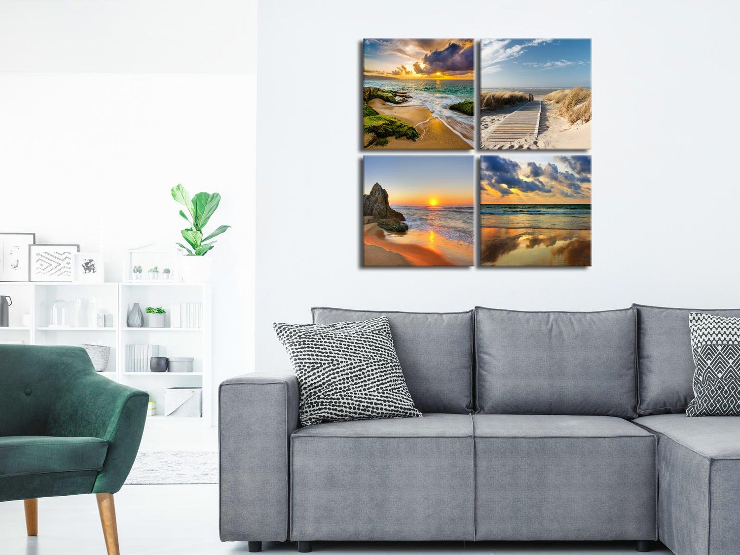 Stretched Canvas Landscape Art - Calmness of the Sea Composition-Tiptophomedecor