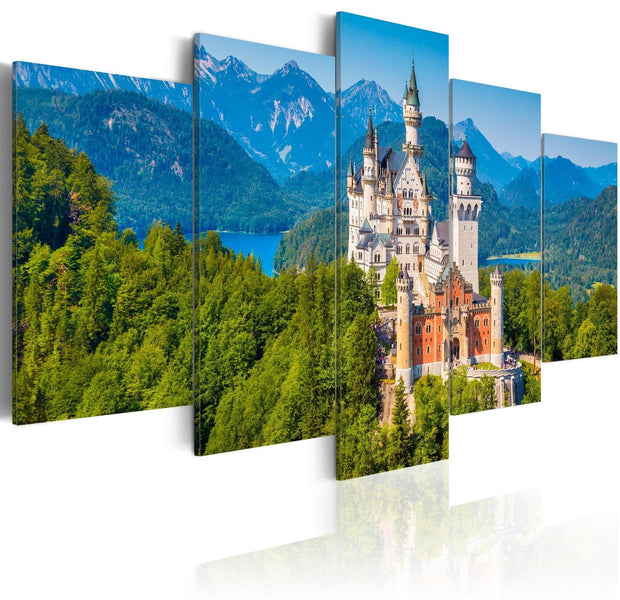 Stretched Canvas Landscape Art - Castle In The Mountains 5 Piece-Tiptophomedecor