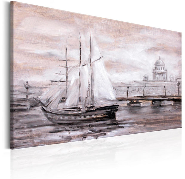 Stretched Canvas Landscape Art - Charming Port-Tiptophomedecor