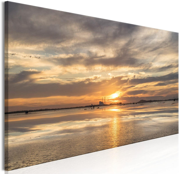 Stretched Canvas Landscape Art - Cloudy Evening Narrow-Tiptophomedecor