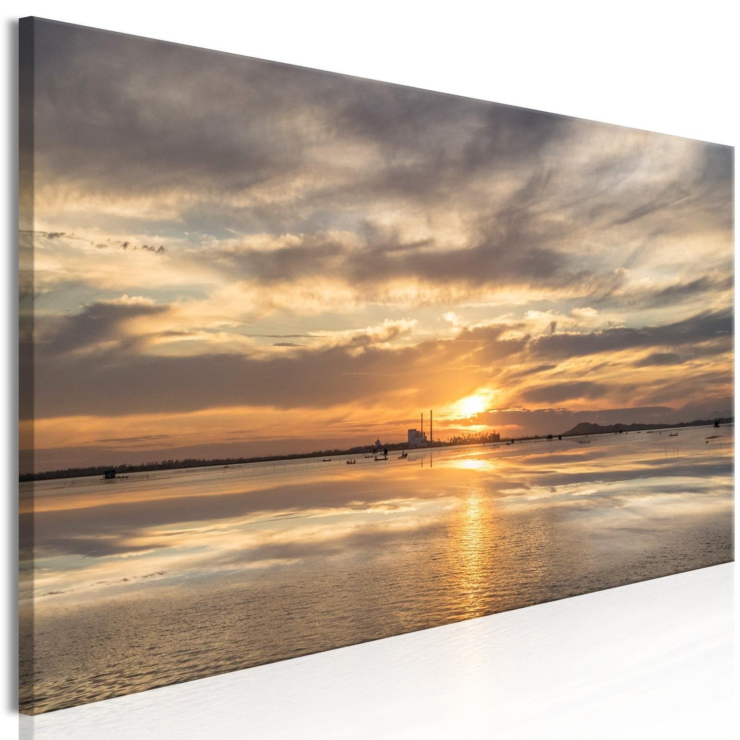 Stretched Canvas Landscape Art - Cloudy Evening Narrow-Tiptophomedecor