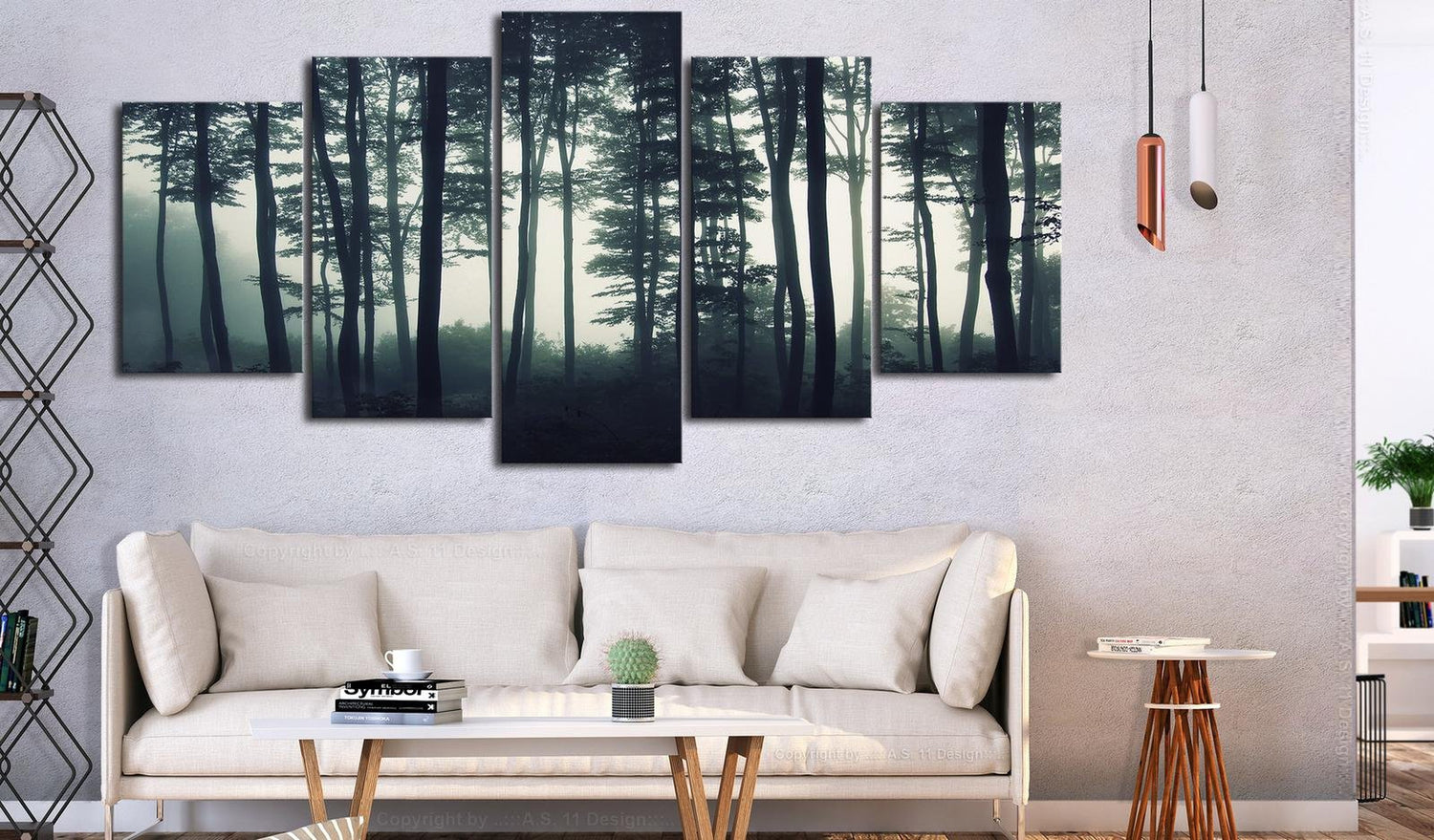 Stretched Canvas Landscape Art - Dark Forest 5 Piece-Tiptophomedecor